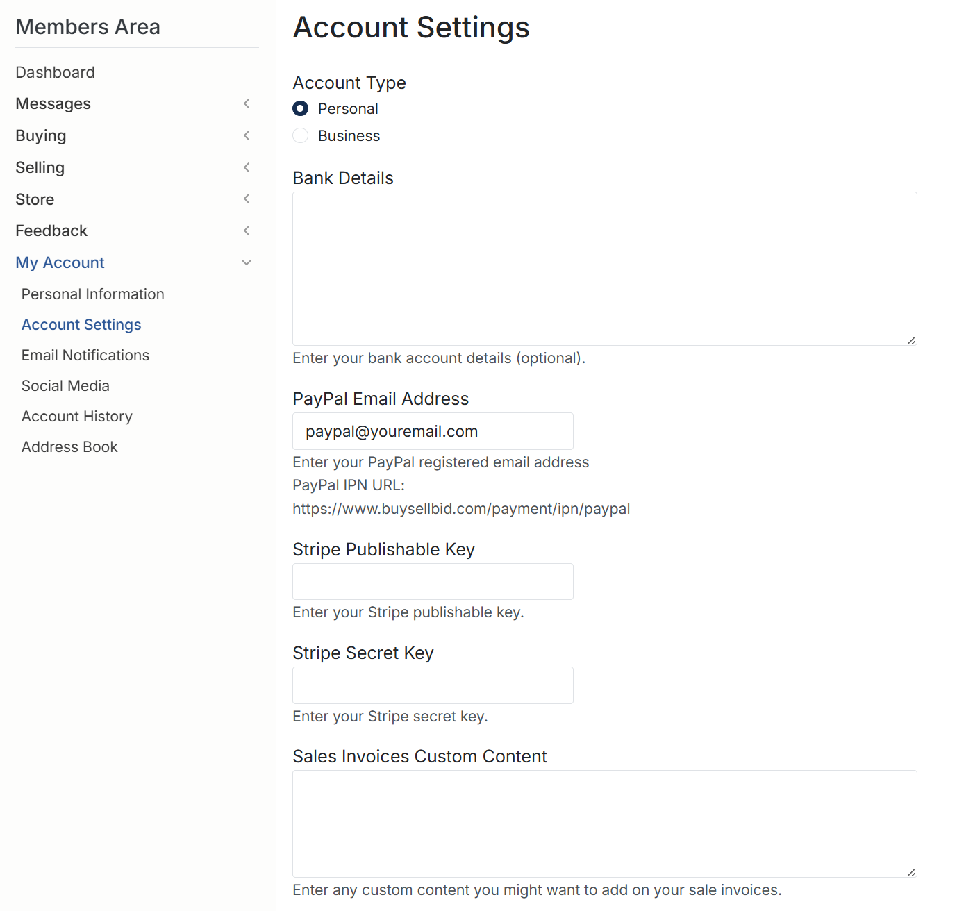 BuySellBid Change Password