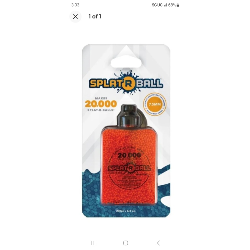 Splat-R-Ball 950022W 20,000 Orange Water Bead Blaster Refills 6.8 oz. Bottle