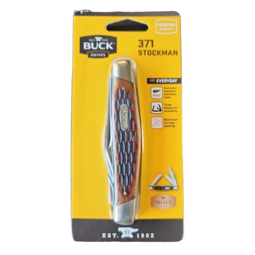 Buck Pocket Knive 371 Stockman 3-Blade Folding Pocket Knife