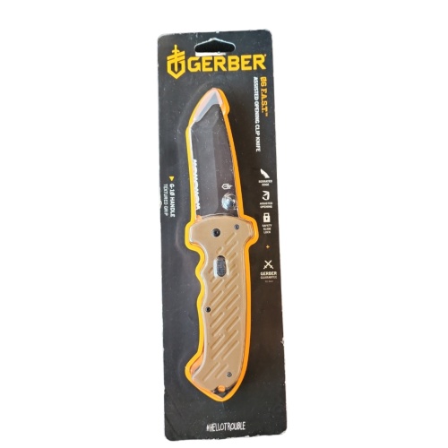 Gerber 06 FAST Assisted Folding Knife 3.8" Black Tanto Combo Blade, G10 Handle