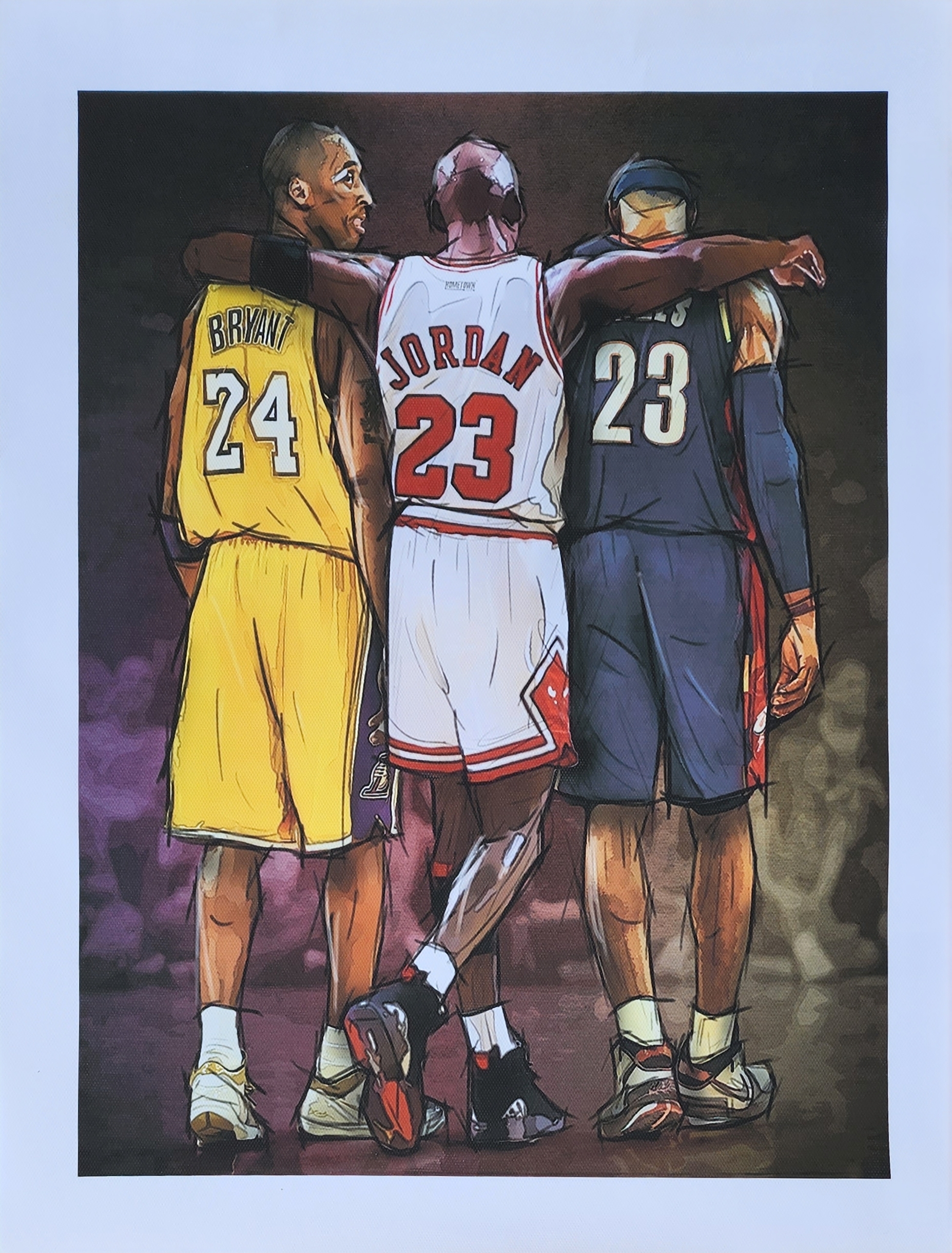 NBA Legends "Brotherhood" Art Poster – Kobe, Jordan, LeBron