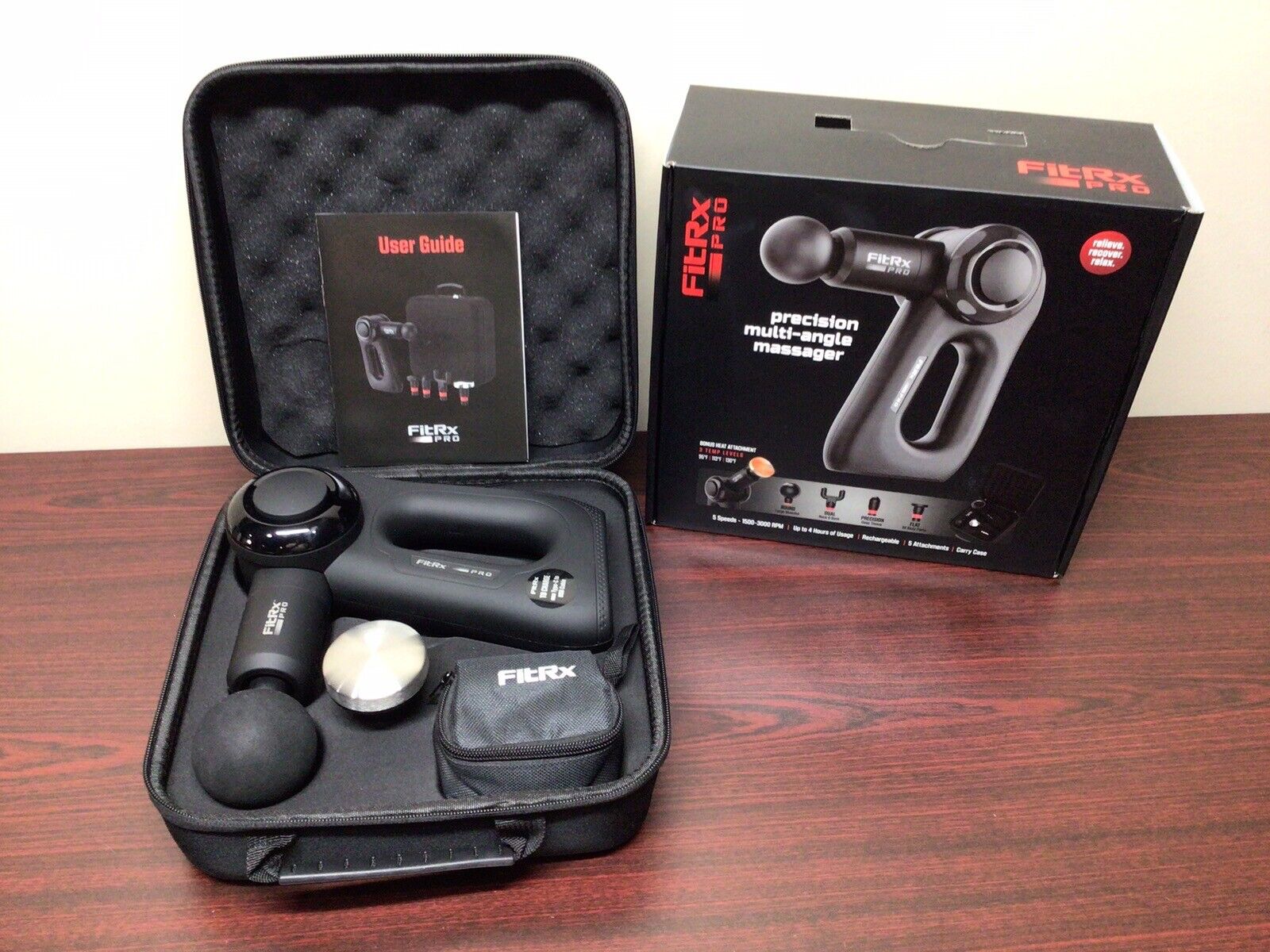 FitRx Pro Precision Multi-Angle Massage Gun Kit - 5 Speeds with 5 Attachments