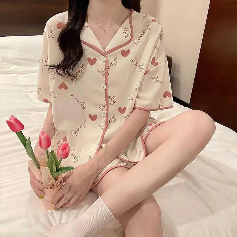 Pajamas For Women Summer Cute Cardigans Home Clothes New Women S Two Piece Set